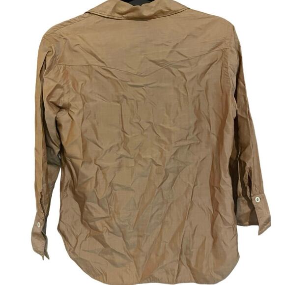 Vintage 80s Country Clothes Brown Button Down Long Sleeve Silk Blouse Women’s S - Picture 3 of 3